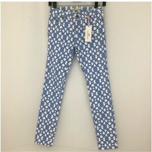 Girl’s Vineyard Vines Blue and White Geometric Print Jeans Size 14